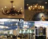 America Retro Chandelier Loft Coffee Bar Dinning Table Antler Pendants Light Restaurant Hotel Hanging Lighting