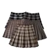 Korean Style Plaid Pleated Skirt Female Spring and Autumn High Waist Thin A-line Short Student Woolen Thick 220224