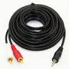 Câble audio stéréo 3,5 mm plaqué or mâle vers 2 RCA mâle pour amplificateur de haut-parleurs 1,5 m 3 m 5 m 10 m 20 m