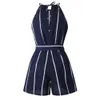 Sommar Kvinnor Stripe Utskrift av axel ärmlös Rompers Jumpsuit Playsuit Hög kvalitet för kvinnliga kläder # 0623 T200704