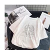 ウルツァンハラジュク面白いTシャツ黒と白の絵デイビッドプリント半袖Tシャツoネックカジュアル女性ティー