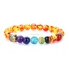 Retro Buddha Head Tiger Eye Pärlade armband Yoga 7 Chakra Natural Stone Armband för kvinnor Män mode smycken vilja och sandig gåva