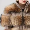 QIUCHEN PJ19017 Giacca invernale da donna Parka Cappotto in vera pelliccia Pelliccia di procione naturale Cappotto invernale da donna Giacca bomber Streetwear 201126