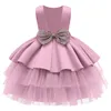 Noworodek Baby Girl Princess Sukienka Urodziny Prezent Activity Halter Bow Urodziny Party Ball Dress 0-5 lat Odzież dziecięcy LJ201221