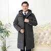 30 graus Middleaged Men Winter Down Casat para pai PLARS TAMANHO 4XL Long White Duck Down Jacket Men Howleed Loose Down Parka Men 201116