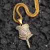 Hip Hop Rose Fleur Pendentif Collier Iced Out Bling Hommes Bijoux Colliers