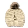 High Quality Womens Outdoor Mask Knitted Hat Stretchy Weave Winter Split Wool Hats Caps