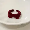 Solid Color Adjustable Handmade Velvet Bowknots Band Rings For Women Girl Party Club Decor Fashion Jewelry