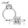 AINOUSHI Luxury Women Finger Solitaire Ring 3 Carat Princess Cut Sona 925 Sterling Silver Wedding Engagement Lady Band Ring Gift Y200106