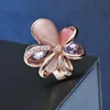 European and American Style Fashion Jewelry Large Petal Opal Ring Crystal Ring Inlaid with Multiple Zircons High Quality Jewelry1232O