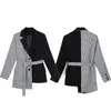 LANMREM 2020 automne costume à boutonnage simple manteau nouveau style coréen couture asymétrique costume à carreaux à la mode pour les femmes 2A424 T200828