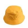 Chapeau seau enfants rose noir blanc jaune casquette été seau chapeaux coton enfants solide casquette plate filles garçons pliable pêche 2391