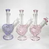 Purple Heart shape glass bong oil rig hookah 14MM bubbler dab rig bongs Hookahs quartz banger nail female joint ash catcher