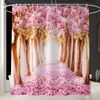 Piękne kwiaty wiśniowe Zasłona prysznic Spersonalizowany Wodoodporny 3D Prysznic Curtain Poliester Drukowanie Drukowanie Łazienka Zasłona 180 cm * 180 cm