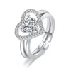 Nieuwe mode-sieraden ring vier-blad klaver kroon 3 in 1 open hartvormige trouwringen voor vrouwen bruiloft engagement bruids ring set