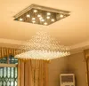 Modern Wave K9 Crystal Hängande Wire Ball Square Pendant Lamp Lighting Fixture Rain Drop Curtain Glass Candelier LED Light