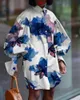 Casual Dresses 4XL 5XL Women Dress 2022 Autumn Slend Down Neck Long Lantern Sleeve Plus Size Bohemain Vestidos Knee Length Sundress