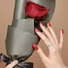 Anillos de racimo NOYESUC 100% sólida plata de ley 925 compromiso de boda de lujo para mujer anillo rosa gota 1
