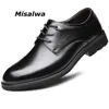 Misalwa Tradditional Men Derby Sapatos de couro Básico Homens Básicos Homens Dos Sapatos Preto