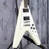 Fly V Classic White White Wysokiej jakości wysokiej jakości gitara elektryczna solidna mahoniowa body chrome sprzęt 5988166
