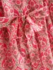 Women Summer Mididress New Fashion with Turndown Collar Floral Long Sleeve Dress Casual Elegant Long Pink Dress Vestidos T200619