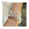 Beaded, Strands Beige Crackle Howlite Beads Bracelets Rose Gold Pave Ball Bracelet BM22504