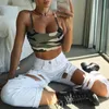 Женщины Camis Spaghetti Ремешок Скелет Череп Рука Печать Сексуальные Cami Crop Top Camouflage Tains Tops