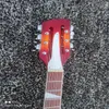 12 string electric guitar, customizable, cherry red gradient, chrome plated metal hardware, semi hollow body