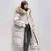 Ladies Fashionable Solid Oversize Coat Tjock varm Vinter Down Jacket Kvinnor Full Sleeve Fur Krage Hooded Chic Parka 211221