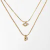 Dainty Gold Necklace Women Girls Opal Halsband Dubbelskikt Kedja Simple ClaVicle ChainNecklace CLAVICLE CHAMEDELY289U