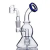 6 tum mini blå svart dubbel kalebass form mni däck rrcyler glas vatten bongs 14,4 mm banger gratis frakt