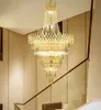 Nueva araña de cristal moderna de lujo para escalera, accesorio de luz de cristal largo, villa, vestíbulo, decoración para sala de estar, iluminación colgante
