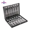 24pcs Cubertery Set Cena Vajilla 18/10 Acero Inoxidable Gold Silver Rainbow Black Dropshiping US Pl Es Be Ru IL 211228