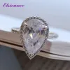 Elsieunee 925 Corte de pêra de prata esterlina Criado Moissanite Zircon Gemstone Gold Gold Color Wedding Ring Jewelry Fine B121270179