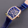New Vanguard Yachting Gravity V45 T Skeleton Dial Automatic Mens Watch Rose Gold Case Blue Inner Blue Rubbe Sport Wathes HWFM Hello_Watch