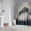 Landscape Bathroom Accessories Sets Waterproof Shower Curtain 4 Pieces Bath Mat Pad Carpet Cover Toilet Cover For Home Decor T200711