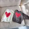 Spring Unisex cute heart printing sweatshirts Children cartoon long-sleeved pullovers 220125