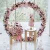 Decoração de festa sem círculo) 3 pçs / set) casamento flor vaso vaso carrinho de ouro metal nupcial chuveiro cenário plinth decor senyu500