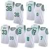 Tatum Jersey 8 Kemba 0 JAYSON WALKER Tatum 7 Jaylen 36 Marcus Brown Smart Green Blanc Blanc Blanc Basketball Basketball