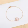 S925 Silver Bangle Charm Pendant Bracelet avec Jade rose pour femmes Gift de bijoux de mariage avec du tampon Box PS7369