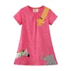 Été filles robes coton girafe broderie à manches courtes rayure mignon enfants vêtements enfant en bas âge robes Costume