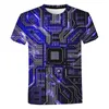 Hommes Plus T-shirts T-shirts 2022 Impression 3D Électronique Hip Hop T-shirt Hommes Femmes 3D Machine Imprimé T-shirt Surdimensionné Style Harajuku Été À Manches Courtes Tee Tops