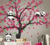 Panda Bear Cherry Blossom Tree Mur mural pour pépinière en vinyle auto-adhésif autocollants fleuris
