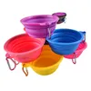 Alimentatori per cani e gatti Alimentatore per piatti d'acqua in silicone Pieghevole Ciotola per alimenti da viaggio Strumenti pieghevoli per animali domestici 12 colori WLL5374358979