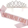 Queen Girl Birthday Satin Shoulder Strap Princess Crown Party Etiquette Belt Birthday Girl Sash Party Decoration Supplies