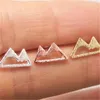 Fashion Mountain Peaks Stud Oorbellen uitgehold ontwerp Goud Zilver Rose Drie kleuren Optioneel Geschikt voor mannen en vrouwen226n