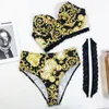 Kobiety Strój Kąpielowy W Stylu Vintage Retro Bikini Set Push Up Stroje Kąpielowe Bikini Wysokiej Talii Drukowane Kostiumy Kąpielowe Summer Beach Nosić Strój Kąpielowy