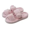 Pantoufles d'hiver solides pour femmes, chaussures plates chaudes en peluche pour chambre à coucher, pantoufles d'intérieur confortables en fourrure pour femmes