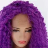 Light Purple Curly Synthetic Lace-frontal Wig Simulation Human Hair Lace Front Wigs 14~26 inches 181124-1716