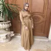 Abaya Dubai Turquia Vestido Muçulmano de Cetim Sedoso Vestido Islâmico Abayas Mulheres Vestidos Robe Longue Vetement Femme Musulman De Mode F2639269T